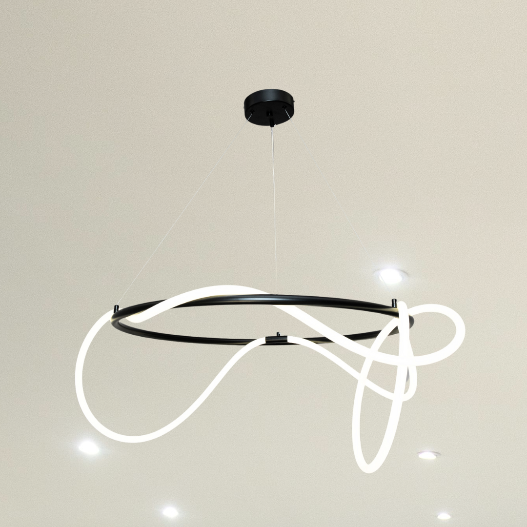 Підвісна світлодіодна люстра у студію Diasha 32W до 8 м² колір Чорний Y2101-800BK, фото 1