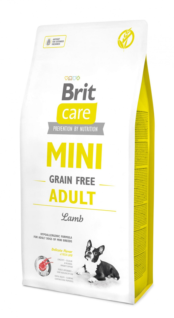 Сухий корм для дорослих собак мініатюрних порід Brit Care Mini Grain Free Adult з ягням 7 кг