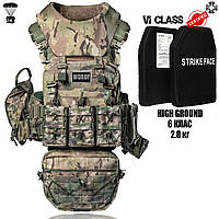 Бронежилет 6 класу "Predator Gen 6 PRO" із захистом шиї, системою швидкого скидання + 9 підсумків, колір Піксель