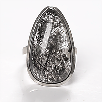 Волосатик Турмалиновый кварц серебряное кольцо, 3413КЦВ