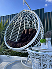 Підвісне крісло з техноротангу Dream Білий, крісло-гойдалка вулична, гамак для відпочинку у дворі, до 120 кг, фото 3