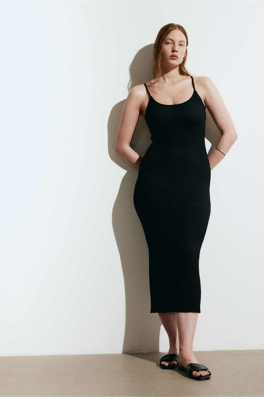 Плаття із жатої тканини для жінки H&M 1164787-001 XS чорний