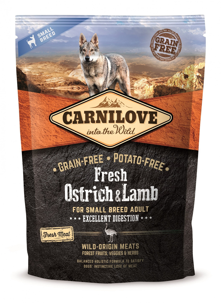 Сухий корм Carnilove Fresh для дорослих собак дрібних порід зі страусом і ягням 1.5 кг (НФ-00000035)