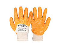Перчатки хлопковые трикотажные MASTERTOOL нитриловое покрытие ¾ вязаный манжет 10" оранжевые 83-0405