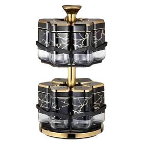Набір для спецій RIAS Spice Carousel BSJ4206-1 12 спецівниць з обертанням Black-Gold (3_04605)