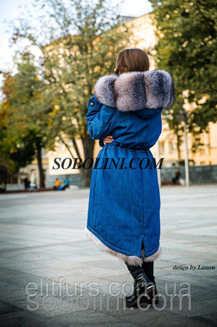Парка стильная "Melanie 2" с мехом песца Blue Frost, длина 100 см, пошив с 42 по 56 размер - фото 6 - id-p394980711