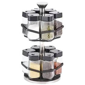 Набір для спецій RIAS Spice Carousel BSJ2407-2 12 спецівниць з обертанням Black (3_04606)