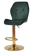 Барный стул с регулировкой высоты на золотой круглой ноге с подножкой Alby Bar GD-Base 410 мм Бархат зеленый OR-853