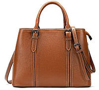 Классическая женская сумка в коже флотар Vintage 14875 Рыжая hd