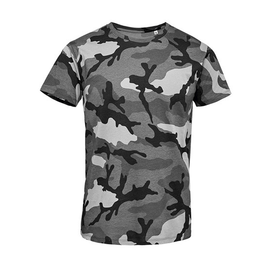 Футболка чоловіча Sol's Camo men 100% бавовна, колір сірий камуфляж, з нанесенням логотипу