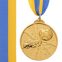 Медаль спортивная с лентой двухцветная Zelart Футбол C-4847 цвет золотой ld