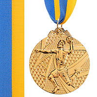 Медаль спортивная с лентой Zelart Гандбол C-7022 цвет золотой ld