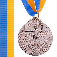 Медаль спортивная с лентой Zelart Гандбол C-7022 цвет серебряный ld