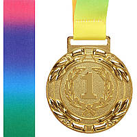 Медаль спортивная с лентой LAUREL Zelart C-6209 цвет золотой ld