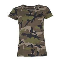 Футболка жіноча Sol's Camo women 100% бавовна, колір камуфляж, з нанесенням логотипу