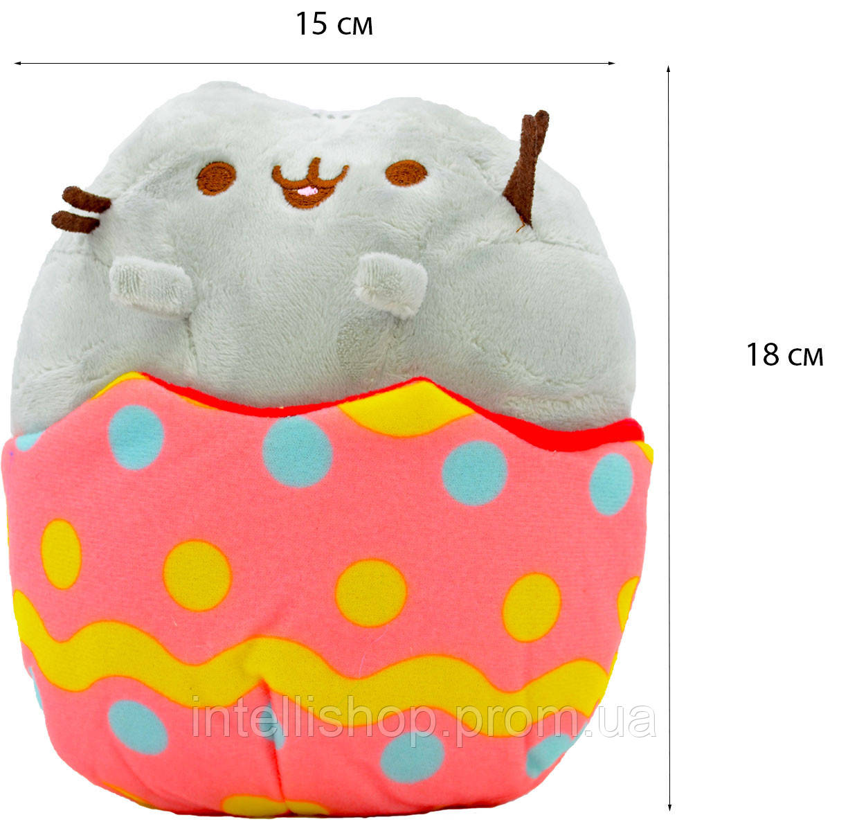 Набор мягких игрушек ST Pusheen cat с сердцем 21х25 см и Кот в яйце 18х15 см Серый (vol-10453 IO, код: 8103157 - фото 3 - id-p2144448134