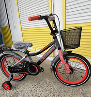 Детский двухколесный велосипед 16 дюймов с корзинкой и багажником Crosser Rocky 16" красный