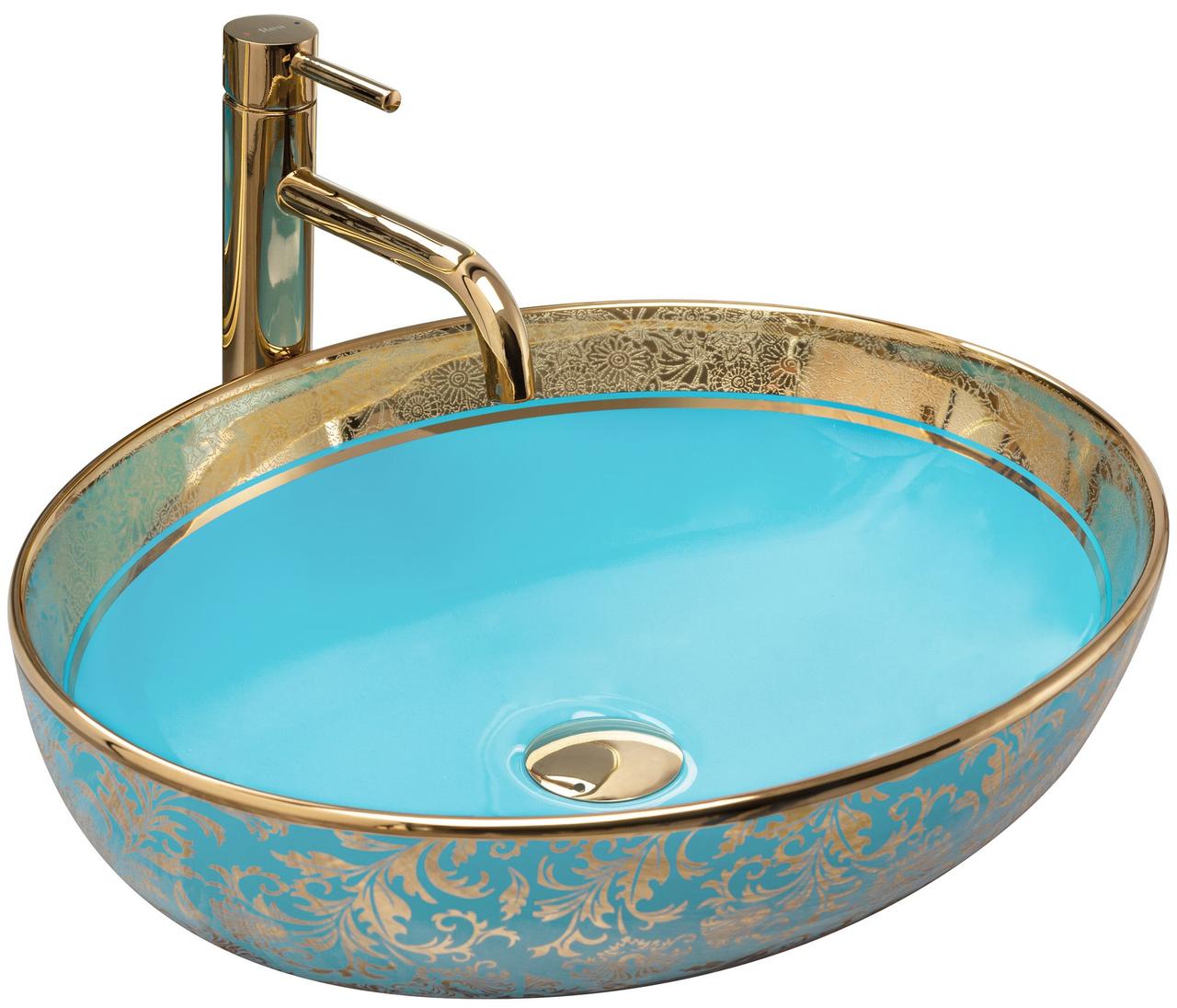 Умивальник (раковина) REA MARGOT BLUE GOLD накладний *