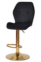 Барный стул с регулировкой высоты на золотой круглой ноге с подножкой Alby Bar GD-Base 410 мм Бархат черный OR-854