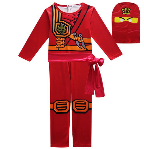 Детский карнавальный Лего Ниндзяго ниндзя р. 100-140 для мальчика красный Кай - фото 1 - id-p2144466767