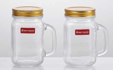 Набір банок-кухлів Helios Смузі для коктейлів з ручкою та кришкою 400мл 2шт HMS001, фото 1