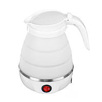 Дорожный чайник силиконовый складной дисковый 0,6л 600W 220V Travel Electric Kettle YS-2008 Белый (5629)