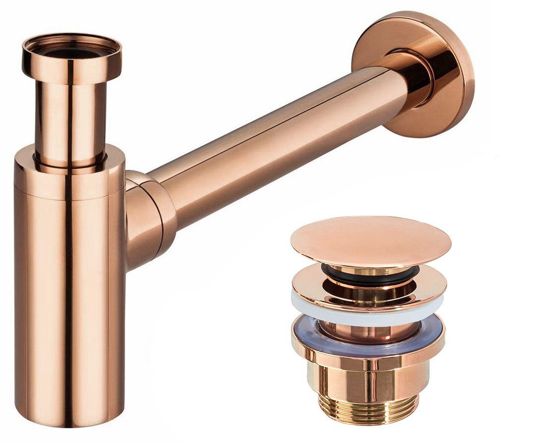 Сифон для раковини REA ROSE GOLD універсальний + CLICK-CLACK *