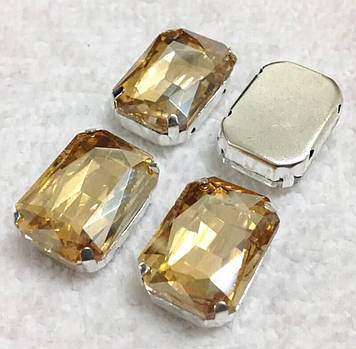Прямокутник в цапаx, розмір 13х18мм, Golden Shadow, 1шт