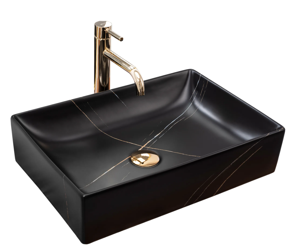 Умивальник (раковина) REA INGA BLACK MARBLE MATT накладний *