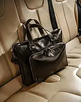 Кожаный портфель - мессенджер Woke коричневый. Размер S 34х24х5 см, ноутбук 13.3