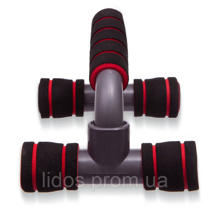 Упоры для отжиманий Zelart FI-1777 PUSH-UP BAR 12x23см серый-красный ld - фото 3 - id-p2144438737