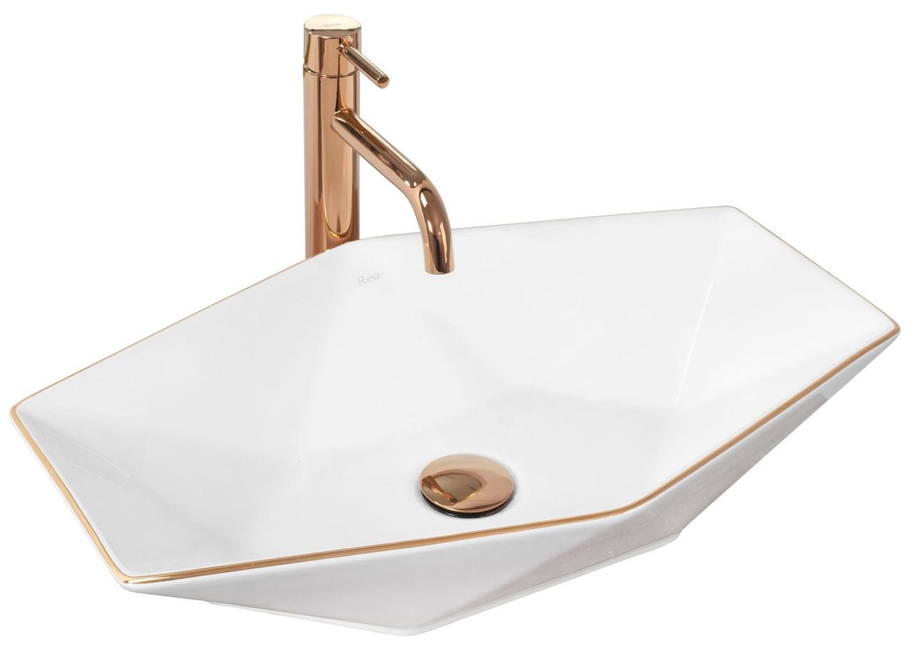Умивальник (раковина) REA VEGAS ROSE GOLD EDGE накладний *