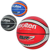 М'яч баскетбольний, розмір 7, гума, 540х560г, 12 панелей, 3 кольори, пак. (30шт)