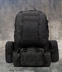 Рюкзак Тактичний із підсумками B08 Black 55L 8142