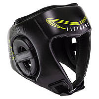 Шлем боксерский открытый кожаный FISTRAGE VL-8497 размер S цвет черный-зеленый ld