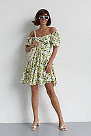 Літня сукня міні з драпіруванням спереду - жовтий колір, S (є розміри) hd