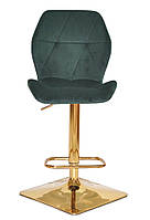 Барный стул с регулировкой высоты на золотой квадратной ноге с подножкой Alby Bar GD-Base Бархат зеленый OR-853