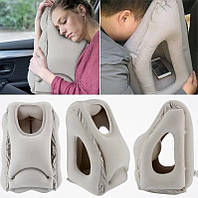 Подушка надувна дорожня 28298 (Сіра) Подушка ортопедична для водія Надувна подушка в поїздку