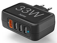 HAMA Універсальний зарядний пристрій Hama 4 x USB-A QC, Qualcomm 3.0, 33W Black