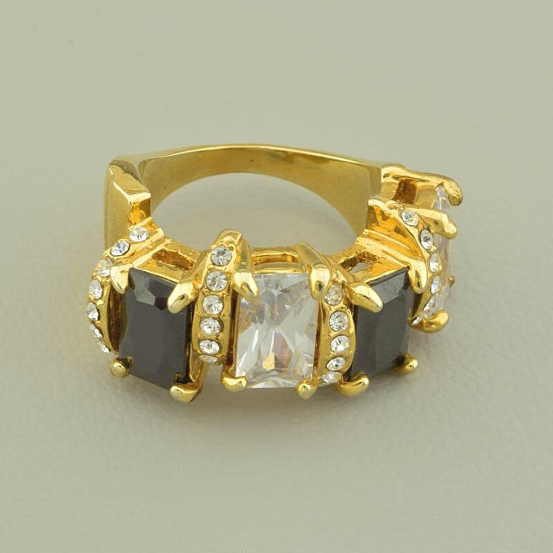 Кільце 'Vogue' Фіаніт (позолота 14k (лимонне)), фото 1