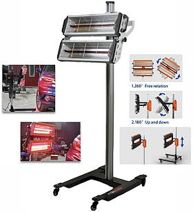 Пересувна інфрачервона короткохвильова лампа сушка для автосервісу Profter LE-2000S (2 кВт)