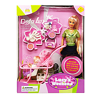 Лялька типу Барбі Defa Lucy 20958 з коляскою і дитиною (Зеленый) ka