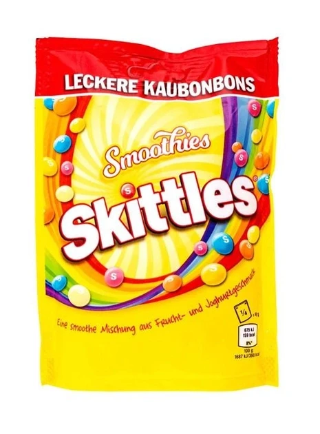 Драже фруктове цукерки асорті Skittles Smoothies, 160 г, Німеччина, різнобарвні скітлс