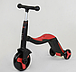 Самокат 3в1 3-колісний (велосипед, беговел), музика, світло Best Scooter JT 28288 червоний, фото 3