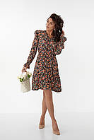 Цветочное платье с рюшами Crep - горчичный цвет, S (есть размеры) hd