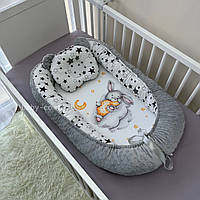 Кокон-позиционер для новорожденных Baby Comfort Зайка серый + подушечка ka