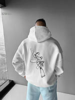 Кастомное мужское худи с картиной на спине белого цвета идеальная одежда для индивидуальности sx2w168