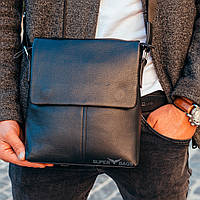 Кожаная черная мужская сумка через плечо мягкая BEXHILL BX734A