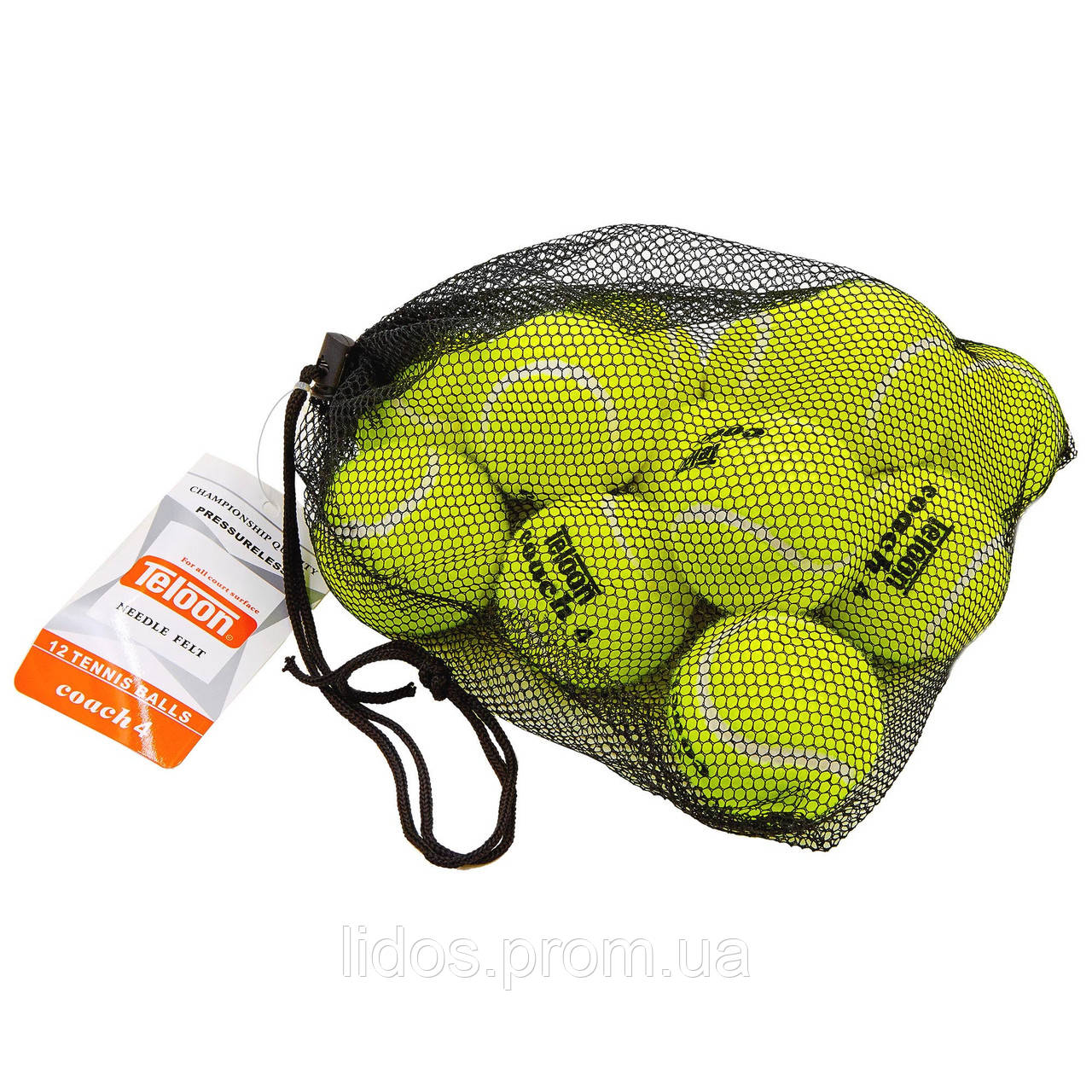 Мяч для большого тенниса TELOON COACH 4 8010412 12шт салатовый ld - фото 1 - id-p2144328577