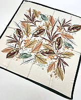 Платок коттоновый с цветами турецкий. Стильный весенний натуральный платок Молочно - Зеленый
